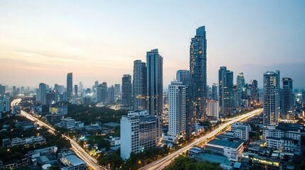 Obraz premium Modern City Skyline at Dusk.