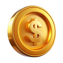 Golden coin with dollar sign 3d render icons.