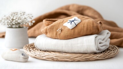 Soft textiles on wooden surface