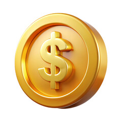 Golden coin with dollar sign 3d render icons.