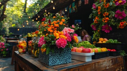 Springtime Gathering  Flowers  Fruits   Festive Table Setting