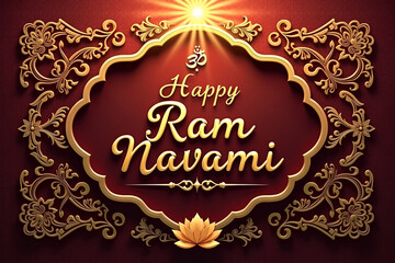 Traditional Maroon & Gold Ram Navami Invitation Sacred Festive Design