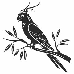 cockatiel black silhouette icon vector