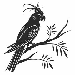 cockatiel black silhouette icon vector