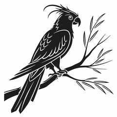 cockatiel black silhouette icon vector