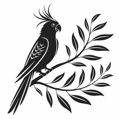 cockatiel black silhouette icon vector