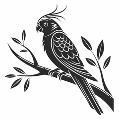 cockatiel black silhouette icon vector