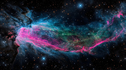 Colorful Deep Space Nebula With Stars