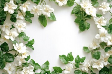 Fototapeta premium Stephanotis Vine. White Flower on Green Leaf Plant Background