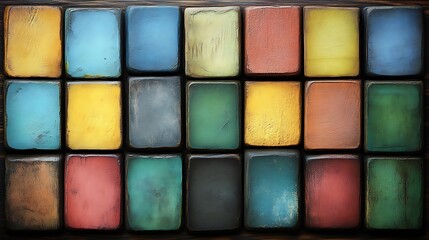 Fototapeta premium A collection of various rectangular colorful shapes displayed in a grid