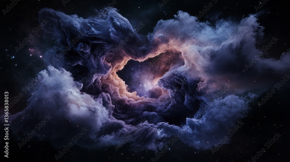 Wall mural the concept of the big bang in the echo of the human mind. a nebula shaped like an abstract cloud, w
