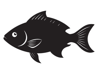 Tilapia fish icon silhouette vector illustration with black color design illustration on a white background.