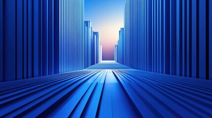 Abstract Blue Architectural Corridor