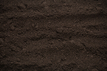 Black land for plant background. Top view.