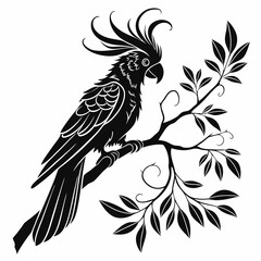 cockatoo silhouette black vector