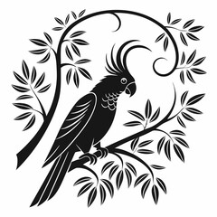 cockatoo silhouette black vector