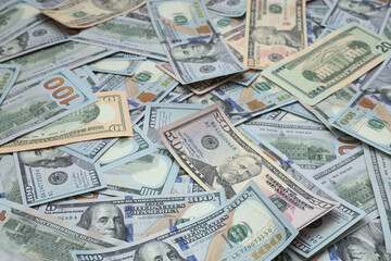 Dollars money background as pile of cash.