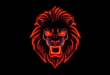 Majestic Neon Lion Head Wallpaper