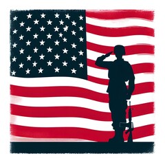 American flag with man