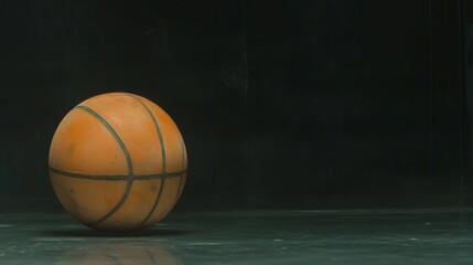 Fototapeta premium Vintage Basketball Close up Dark Background Sport Equipment High Resolution