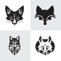 Obraz premium Black and white Fox Logo Collection