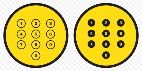 Fototapeta premium Simple round numbers symbol set. Black isolated font in vector flat. Numbers icon set on Transparent Background. EPS 10.