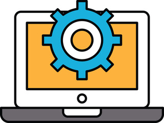 A computer monitor with a gear on it