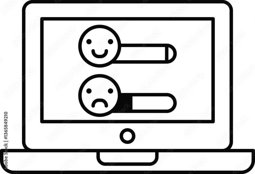 Poster a computer screen with two faces and a slider