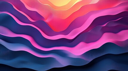Abstract Waves in Gradient Colors with Soft Curves and Layers