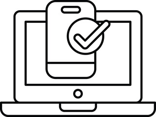 A black and white image of a cell phone with a check mark on it