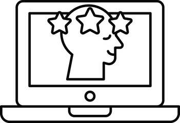 A computer monitor with a man's head and three stars on it