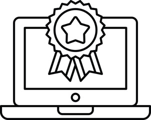 A laptop with a star and ribbon on it