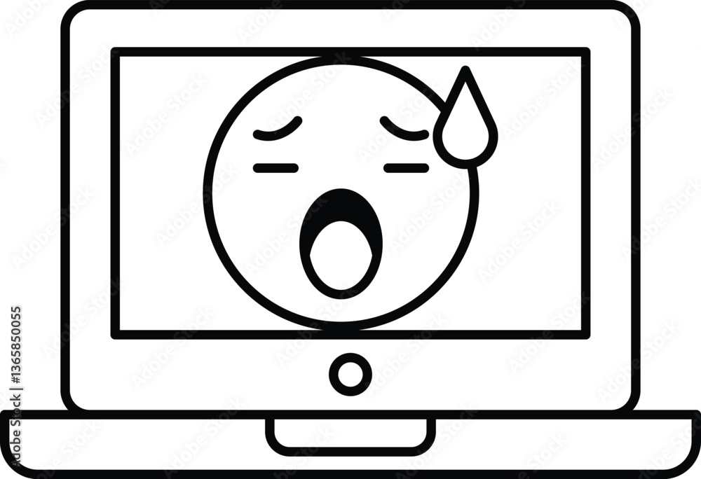 Aufkleber a computer monitor shows a man with a mouth open and a frowning face