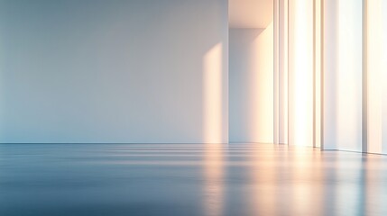 Minimalist interior with soft gradient lighting, evoking calm and modern elegance.
