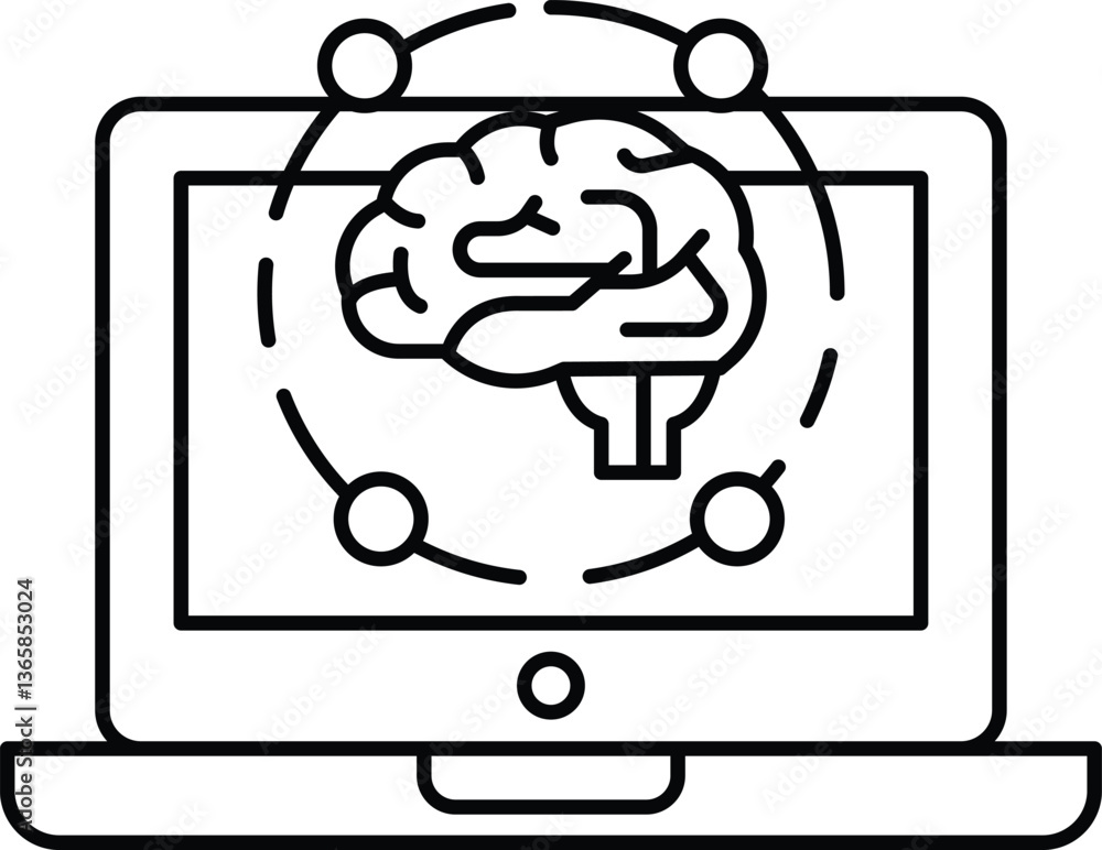 Poster a black and white image of a brain with a few other shapes surrounding it