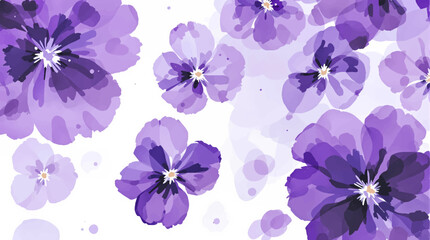 Watercolor Purple floral seamless pattern with hand-painted blush pink flowers and green leaves on white background. Botanical print.