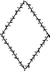 Rhombus frame wreath simple shape  Frame picture vector circular border floral photo frame romantic decoration 