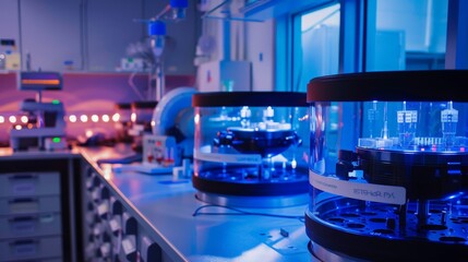 High-speed centrifuges in a research lab