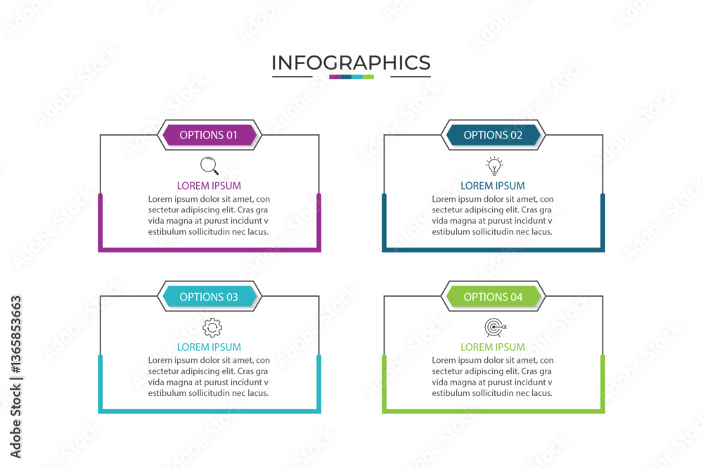 Poster vector infographic label design template with icons and 4 options or steps.