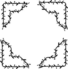 Half Frame wreath simple shape Frame picture vector circular border floral photo frame romantic decoration 