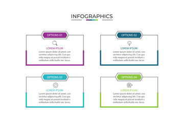 Vector Infographic label design template with icons and 4 options or steps.