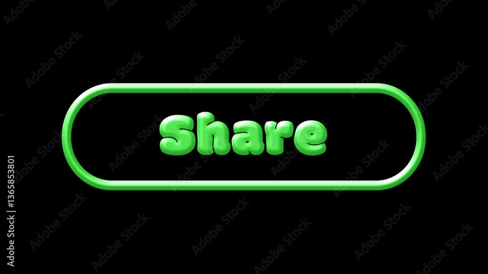 Poster glowing 3d-like follow share subscribe social media button animations bubbly playful social media ca