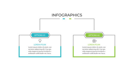 2 step process infographic vector elements template with icons, Vector illustration