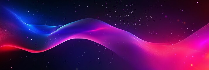 Obraz premium Abstract Wavy Light Form with Glowing Particle Effects in Blue and Pink