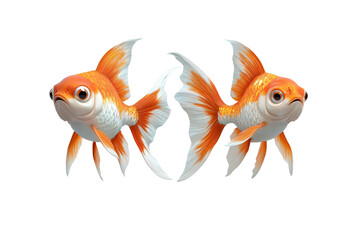 Fototapeta premium Two Cartoon Goldfish, Mirrored, Aquatic Life, 3D Render