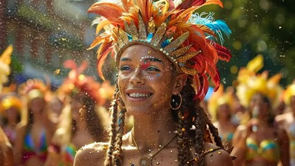 Community parade with colorful floats for National Parade Day, August 10th, festive atmosphere, cheering crowds, cultural diversity