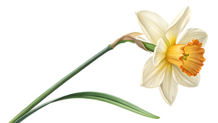 daffodil flower isolated on white background PNG. AI GENERATED
