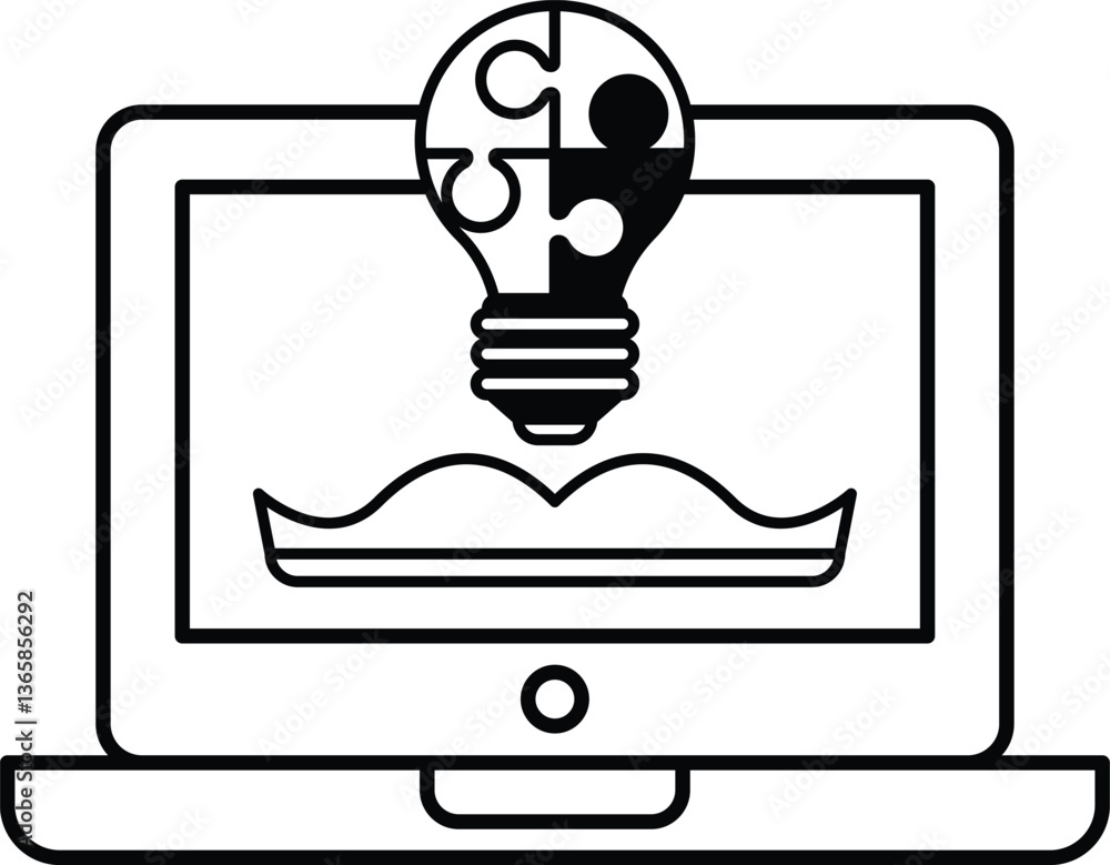 Poster a computer monitor with a light bulb on it