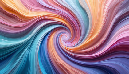Obraz premium Swirling colors create mesmerizing abstract pattern, blending shades of blue, pink, orange, and purple in dynamic flow. This vibrant artwork evokes sense of movement and energy