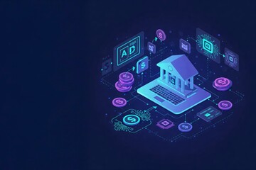 A digital home in a network, representing smart home technology, connectivity, and modern living.



